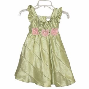RARE EDITION TODDLER GIRLS SATIN PUFFY SLEEVELESS DRESS 3T